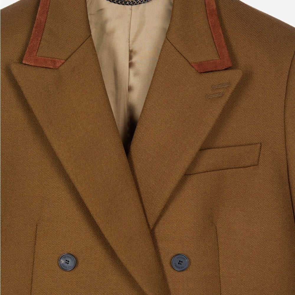 Kooples Brown Wool Double-Breasted Suit Jacket - Size US 6 - Picture 9 of 10